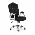 Silla de Oficina de Terciopelo Negro con Base Cromada