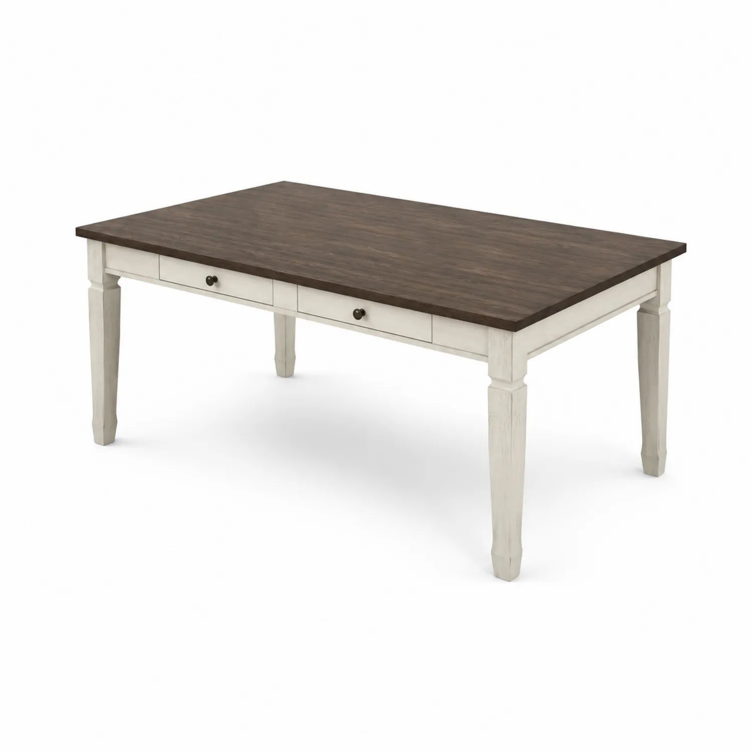 Mesa de comedor de madera marrón y blanco con cajones 180x90x76 cm