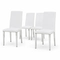 Conjunto de 4 sillas de piel sintética y metal inoxidable Blancas