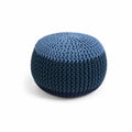 Puf de punto de algodón azul claro y azul oscuro