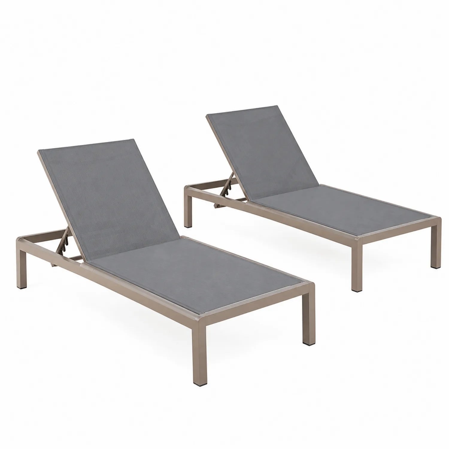 Conjunto de 2 tumbonas de exterior de aluminio y textileno gris