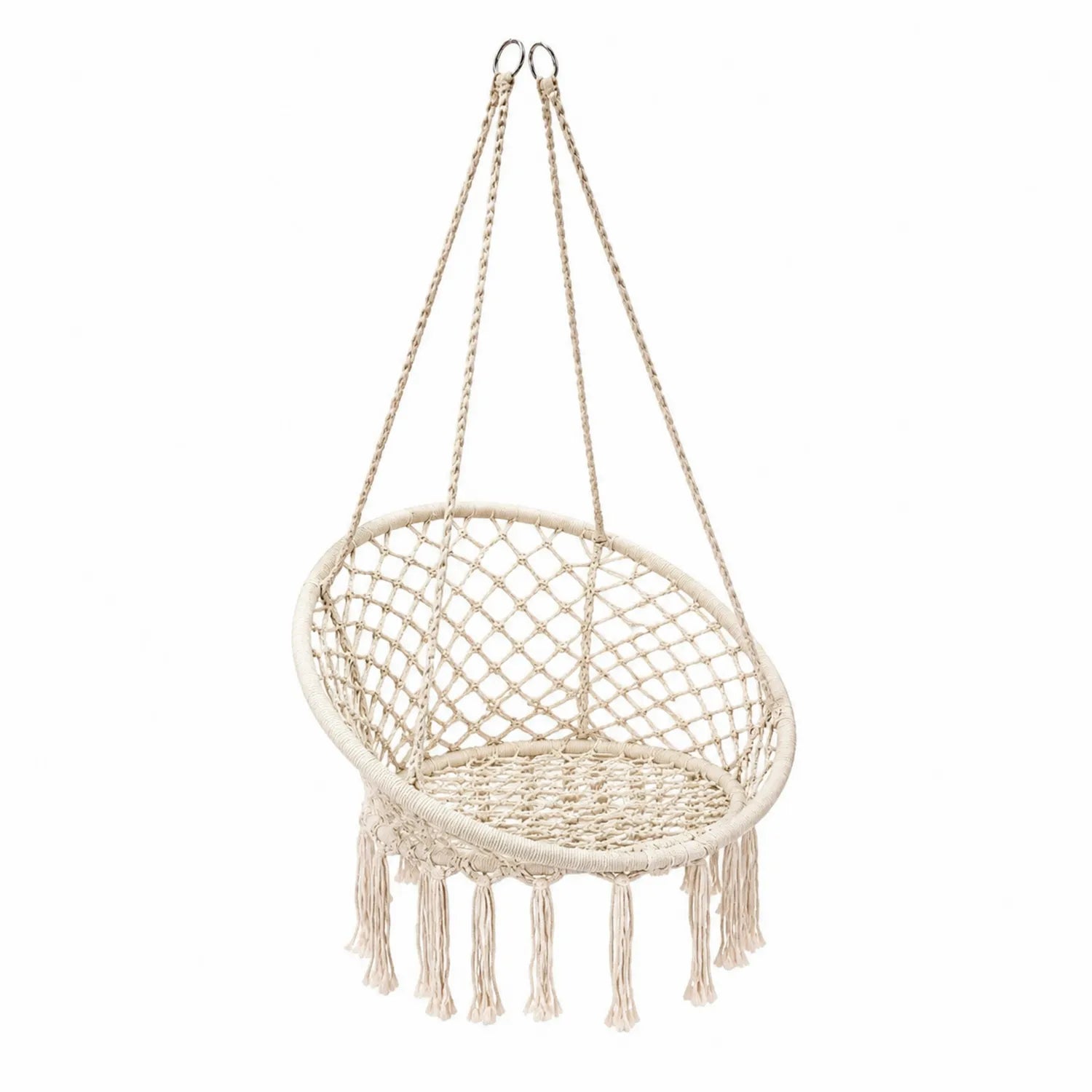 Silla colgante redonda de cuerda beige
