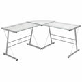 Escritorio de Vidrio Templado y Acero en L 140x140x75 cm