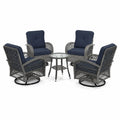 Set de muebles de exterior con sillas giratorias de ratán y mesa de vidrio templado