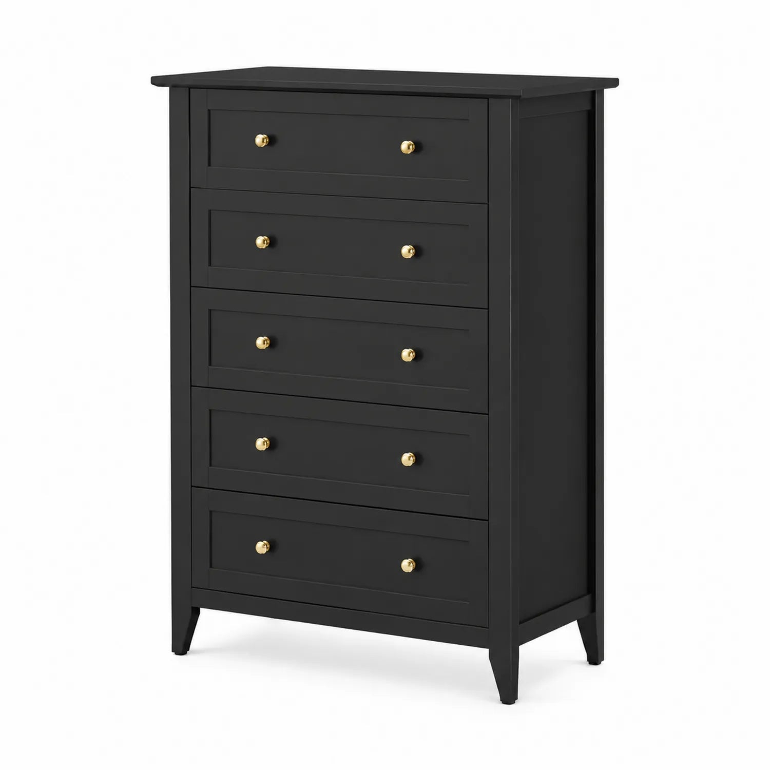 Cajonera de Madera con 5 Cajones Negro 120x80x40 cm