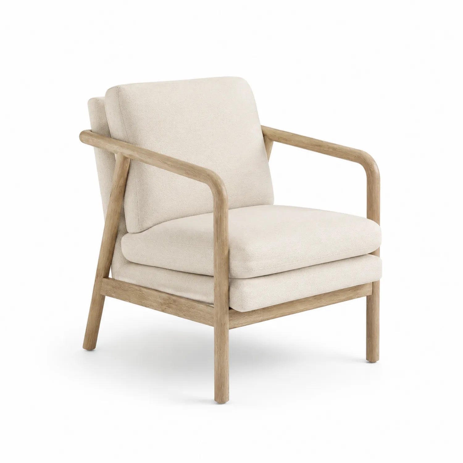 Sillón de Madera y Tela Beige 85x75x80 cm