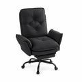 Silla giratoria de piel sintética negra con base metálica