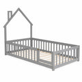 Cama infantil de madera gris en forma de casa 200x90 cm