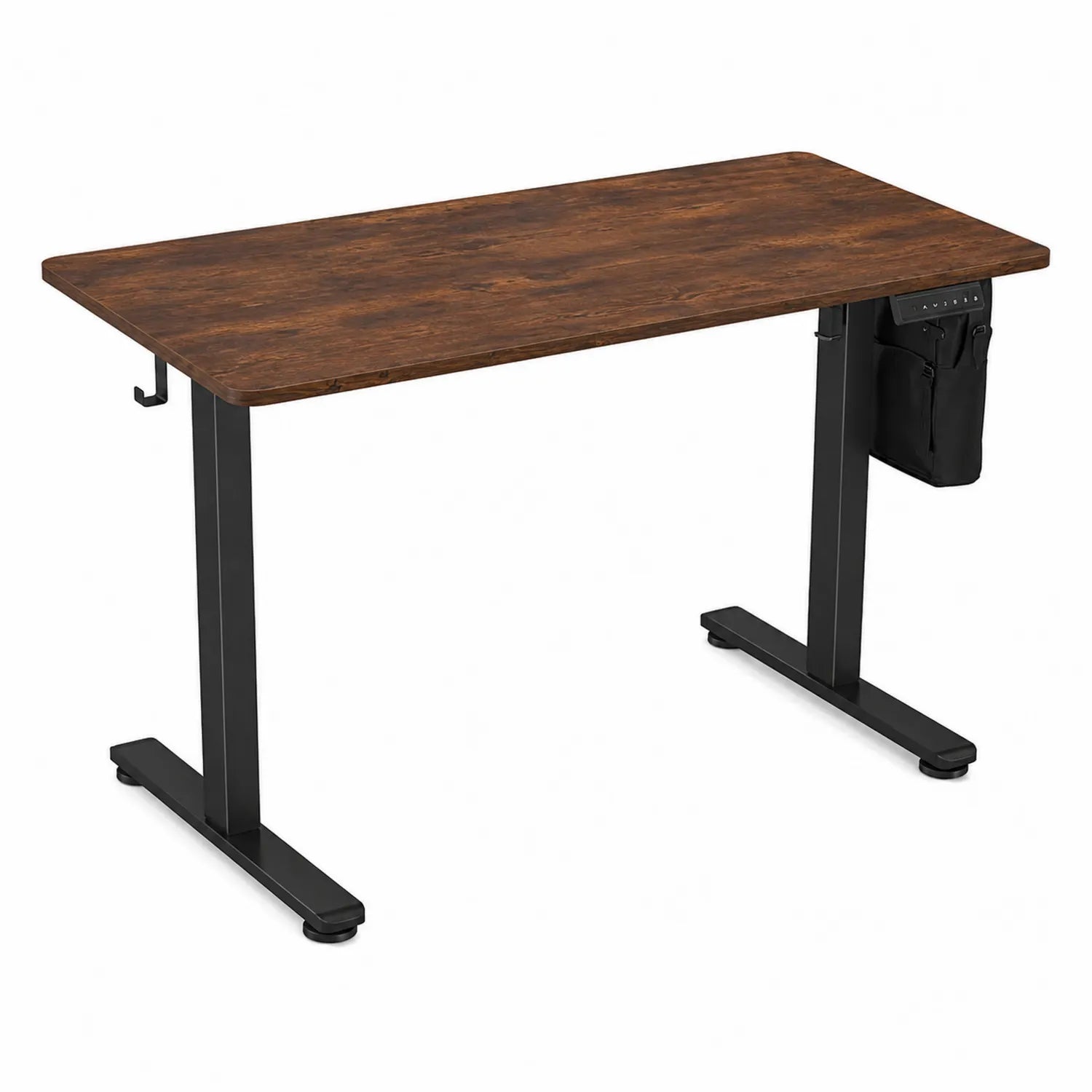Escritorio ajustable de madera y metal Marrón y Negro 120x60 cm