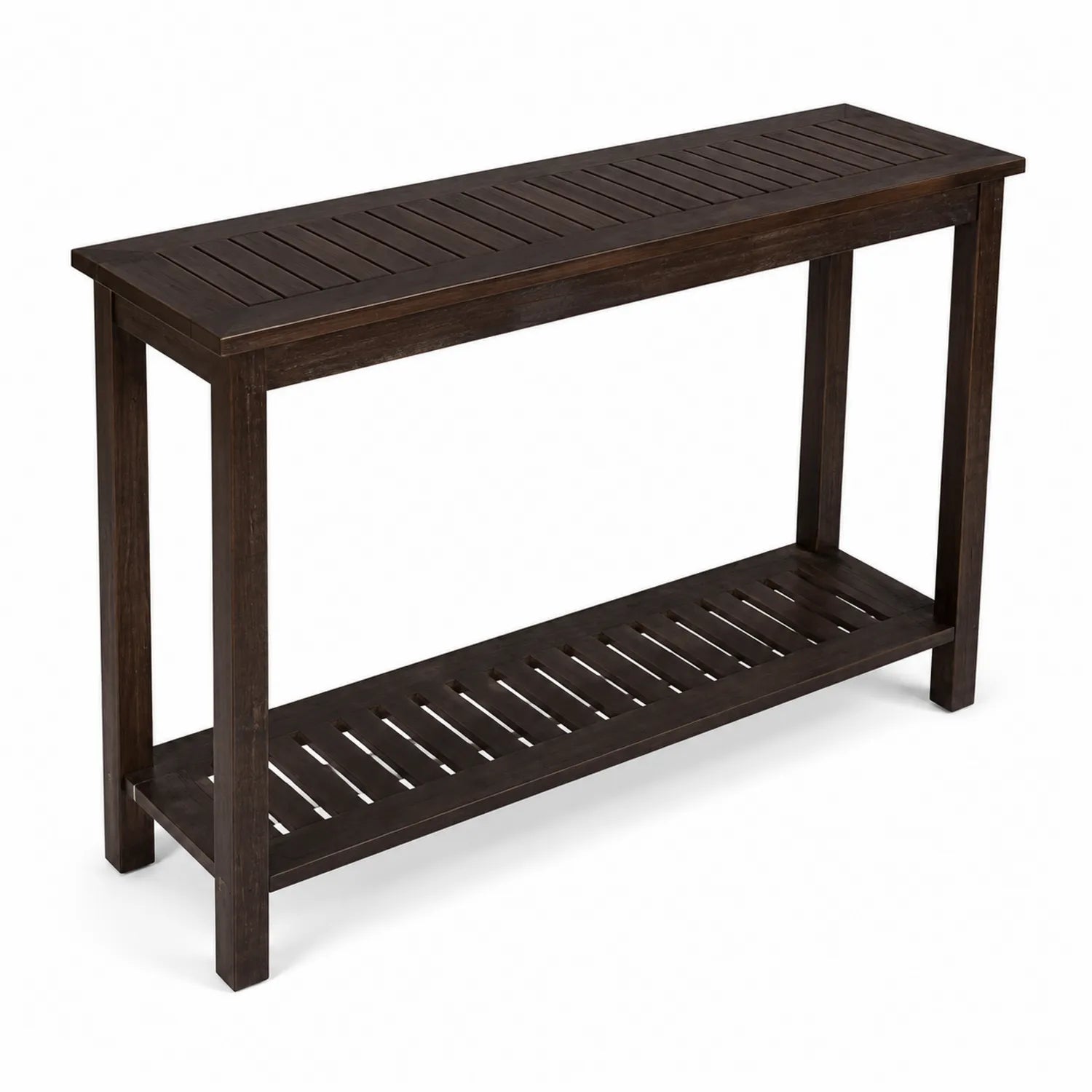 Mesa consola de madera de acacia con estante inferior 120x30x80 cm