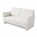 Sofá de Tela Bouclé Blanco 3 Plazas 200 cm