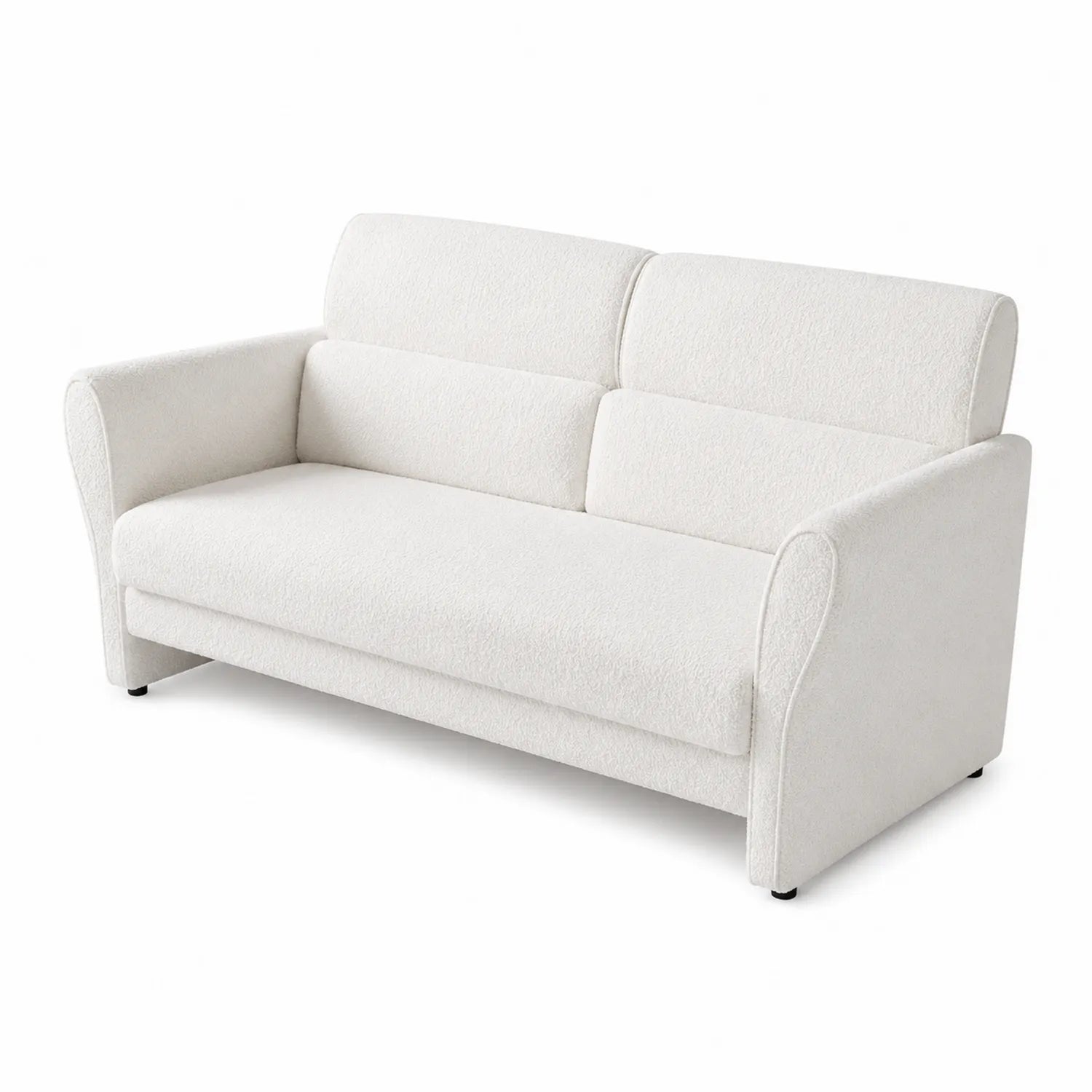 Sofá de Tela Bouclé Blanco 3 Plazas 200 cm