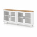 Aparador de Madera MDF con Puertas de Vidrio Templado 160x40x80 cm