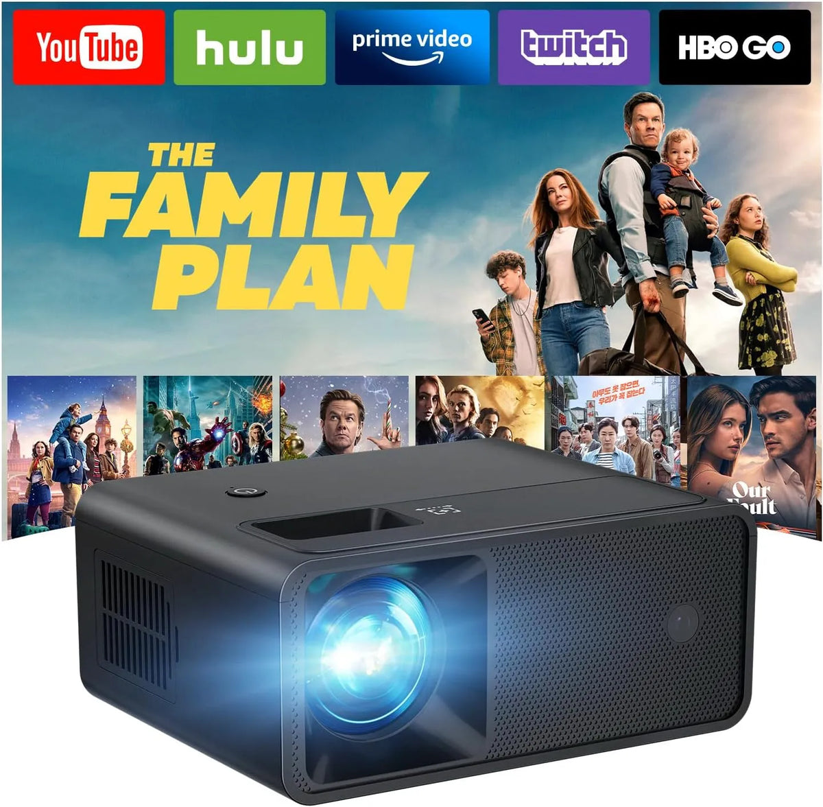 CiBest 1080P, Projektorer, 2025 Opgraderet Fuld HD Mini Beamer Kompatibel med Portable Video Projector, Mini, Sort, 0, 52 kg, 5 x 2, 36 x 4