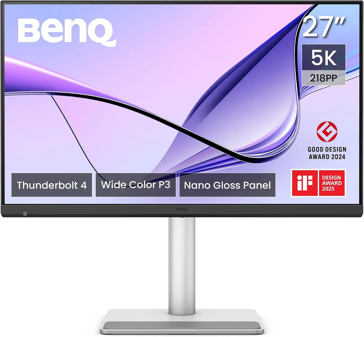 BenQ P3-Farbraum 96W/15W, Skærme, MA270S 27 tommer 5K monitor (5120x2880), nano- gloss panel, Thunderbolt 4 (96W /, Sort, 96W, 15W, 5120x2880