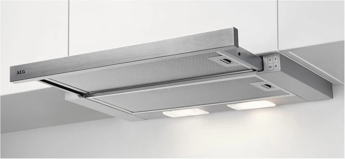 AEG DPB3622S, Udtræksemhætter, Flad skærm hætte 60 cm grå, 60 cm, 58 dB, 64 dB, 8 w