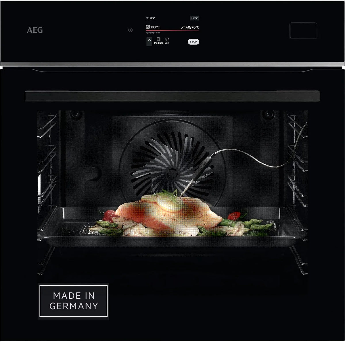 AEG TB8SB72WAB, Ovne, Wifi Build- in Steam Cooker, Multi- damp komfur, Serie 8 Touch- Stryg skærm med, Sort / sølv, 72W