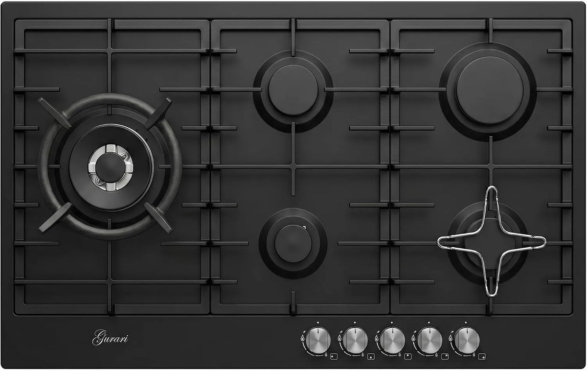 Gurari, Kogeplader, Gas Kochfeld 90 cm GCH FB 905 BL • Autarkestic Gas Kochfeld sort Emalje • 5, Sort, 90 cm, 5 g, 4, 0 kW, 1 x 4