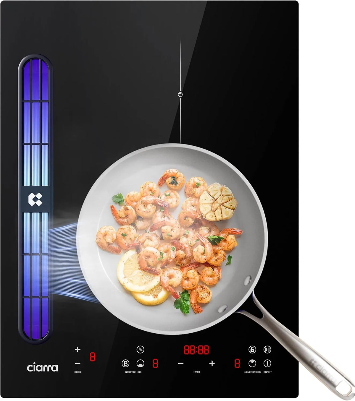 CIARRA CBBEH392B, Kogeplader, EN induktionspumper med kanal 39cm 2 plader 3565W, Sort, 39cm, 3565W, 65 dB, 1200W