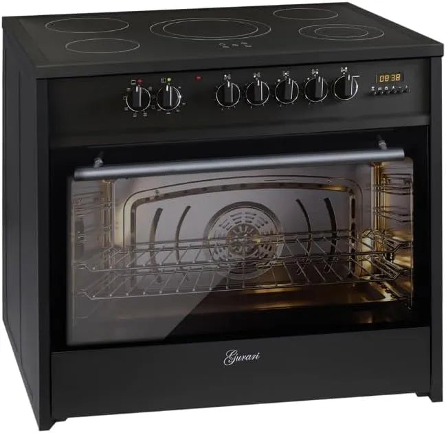 Gurari, Ovne, Elektrisk komfur GCH E 912 BL, 90 cm, Sort, glas keramik, 121 L, 8 funktioner, 5 l, 5 × 90 × 94 cm