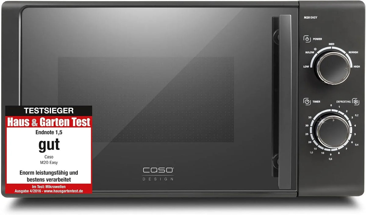 Caso, Solo-mikrobølgeovne, 5cm M 20 EASY, mikroovn, 20L, 700 Watt, drejelig Ø 25, 5 cm, Sort / sølv, 700 W, 25