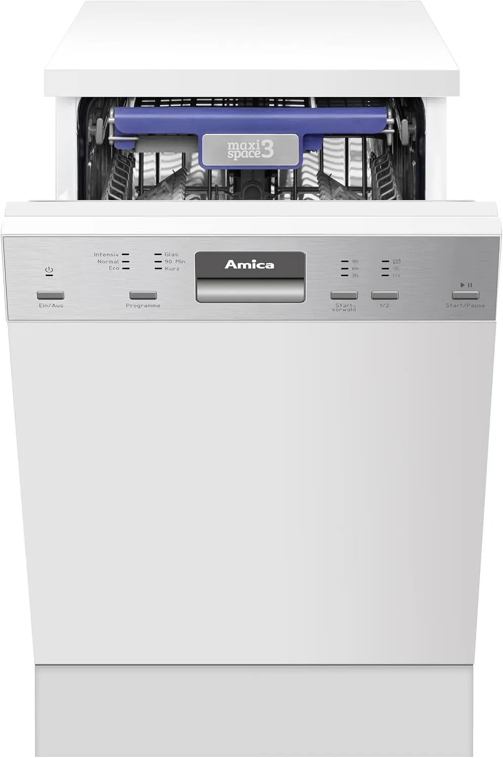 Amica, Opvaskemaskiner, 60 cm, EGSP 14895-1 E building- i opvaskemaskine / delvist integreret opvaskemaskine med, Sølv, 45cm, 5 × 44, 8 × 57 cm