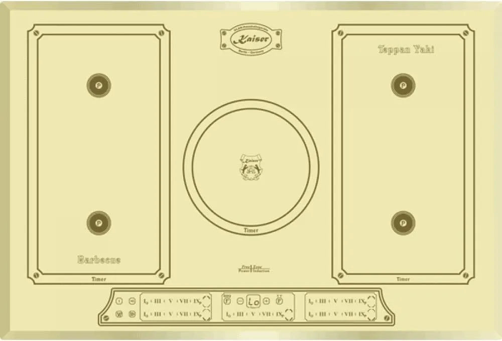 Kaiser, Kogeplader, Empire KCT 7797 FI ElfEm Retro Induction Cooster- 77cm / 5 QuickHeat Induction, Sort, 77cm, 4, 3 kW, 200 × 400 mm