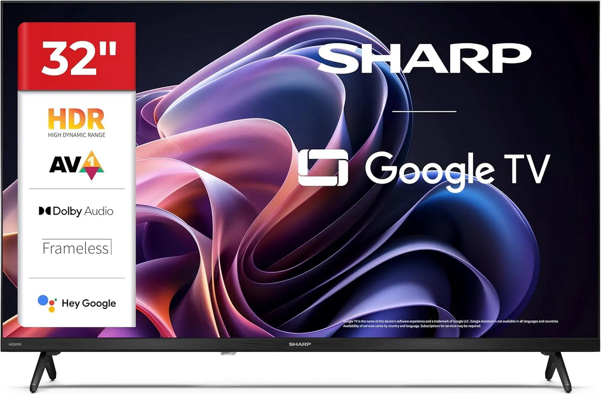 SHARP 32HF2265E, TV'er, 32 inches (80 cm) HD Google TV, Sort, 32 inch, 80 cm, 81 cm, 1366 x 768