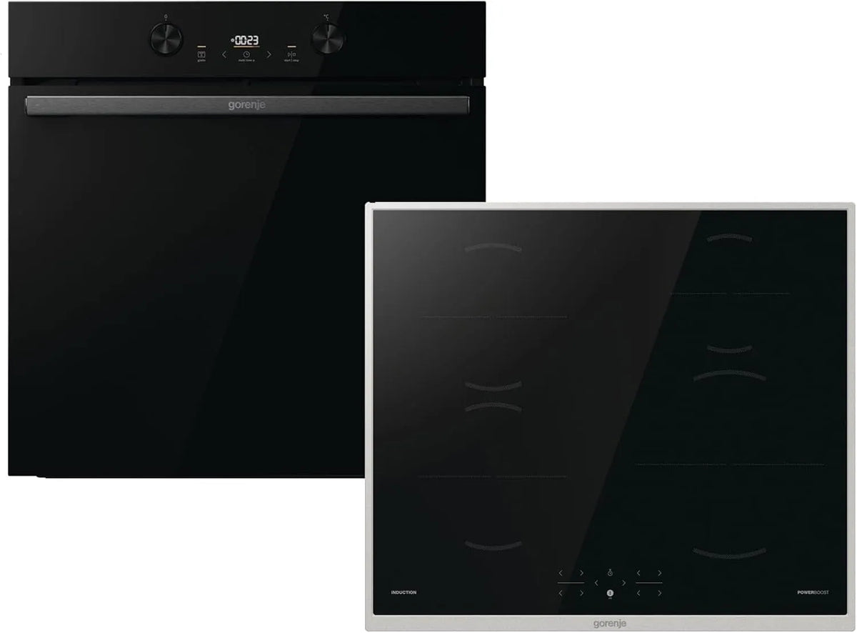 Gorenje BOS6737E20FBG GI6401BX, Komfursæt, Dark Pepper Set SID - ovn + selvtilstrækkelig induktionshob, Sort, 60 cm, 77 l, 595 × 595 × 564 mm