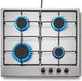 TopStrong, Kogeplader, gas-mad, rustfrit stål Gas-lejlighed med automatisk flammebeskyttelse, Build- in, Sølv, 7060 W, 2400W, 1880W, 900W