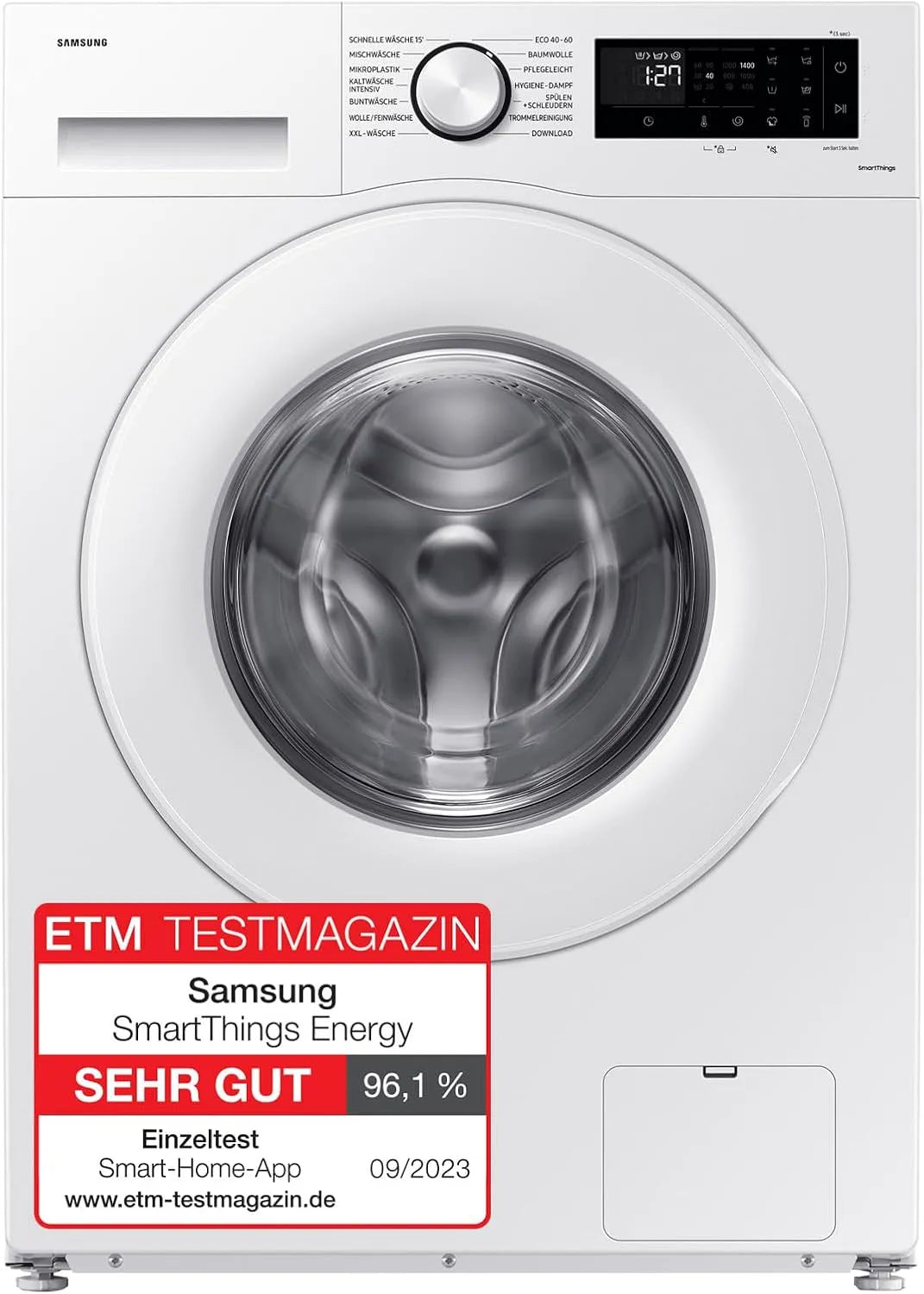 Samsung WW80CGC04ATEEG, Vaskemaskiner, vaskemaskine, 8 kg, 1.400 rpm, EEK: A, microplastic program, ecoboble, 14, Hvid