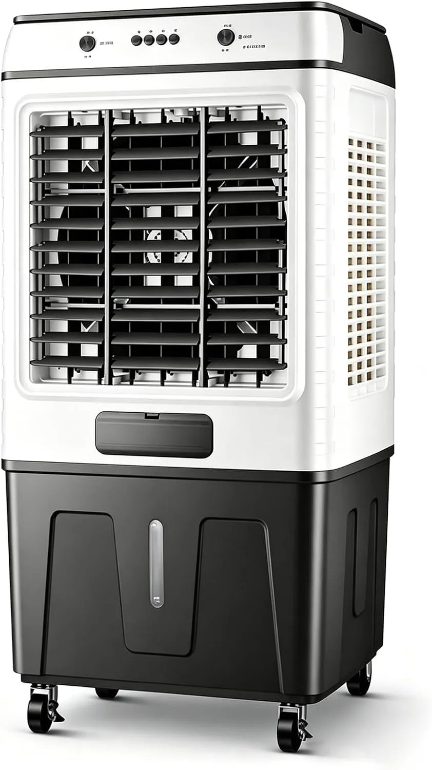 WNGJZZYC 1m/3.3ft 3.3ft, Mobile klimaanlæg, Bærbar fordampningskøler, Air condition Mobile med Stor Vandtank og 4, Hvid, 3 v, 120 g, 10 kg, 80L