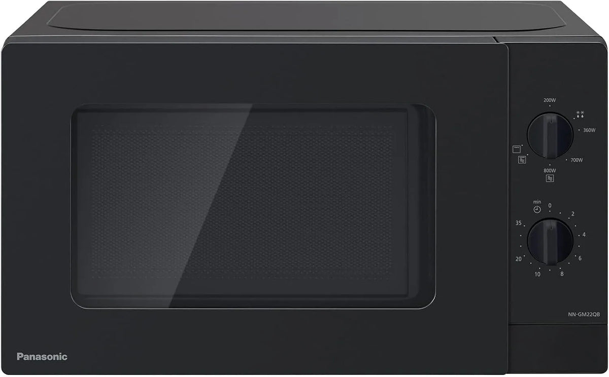 Panasonic NN-GM22QBEPG, Mikrobølgeovne med grill, NN- 20L Grill mikroovn med glasplade og rivning, 800 W, 1000 W Grill, optøning, Sort