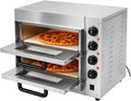 Mqwdxzfes, Pizzaovne, 3000W Elektrisk pizzaovn, Professionel dobbelt-dæk pizza ovn med timer &, Sølv, 3000W, 220V, 50Hz, 20L