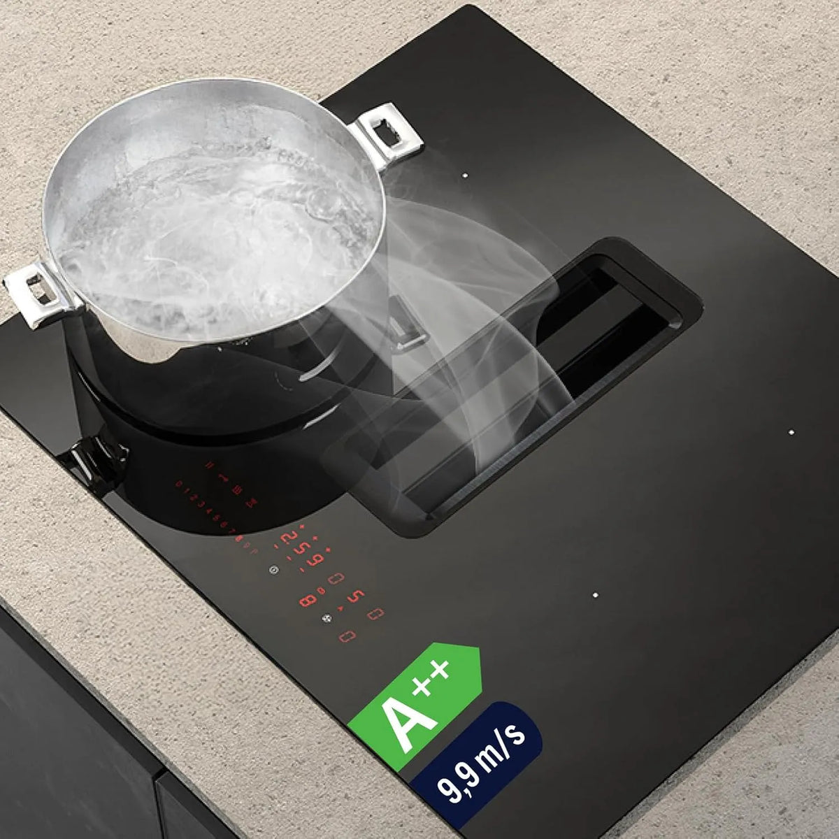 THERMEX TXDD60, Kogeplader, Termex - 60 cm induktionspumper med udsugningskanal, Sort, 60 cm, 210 x 190 mm, 7400 W, 63 dB