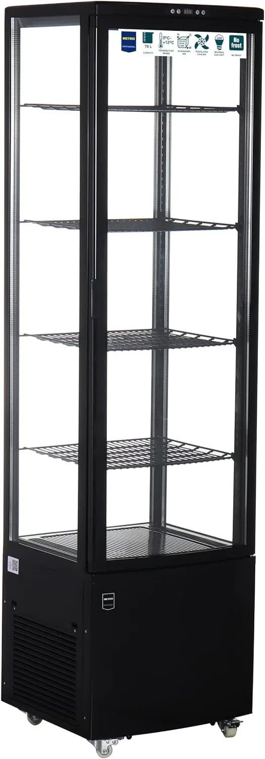 METRO Professional GGC3270B, Kølemontrer, METRO Professionel Panorama Køleskab, plast / glas, 270 L, 4 justerbare indlæg, Sort, 52 x 48