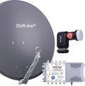 DUR-line DVB-S2 75cm/80cm, Komplet satellitudstyr, DUR- linje 8 deltagersæt - Kvalitet aluminium satellit komplet system - Vælg 75cm, anthracit