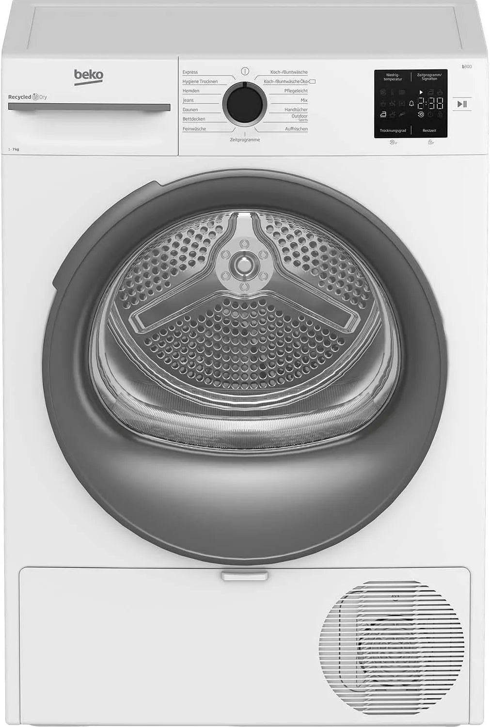 Beko BM3T37210W1, Varmepumpetørretumblere, tørretumbler, 7 kg, frontloader varmepumpe tørretumbler, 15 programmer, sensor, Hvid, 37210W