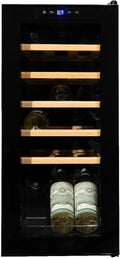 Vinata WK-53A-VG WK-53A, Vin- og champagnekølere, VG sort dør-18 flasker Vin klimaanlæg vin køleskab, stål glas træ, sorte, Sort
