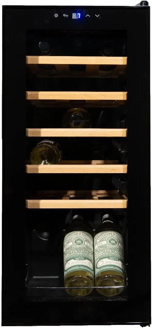 Vinata WK-53A-VG WK-53A, Vin- og champagnekølere, VG sort dør-18 flasker Vin klimaanlæg vin køleskab, stål glas træ, sorte, Sort