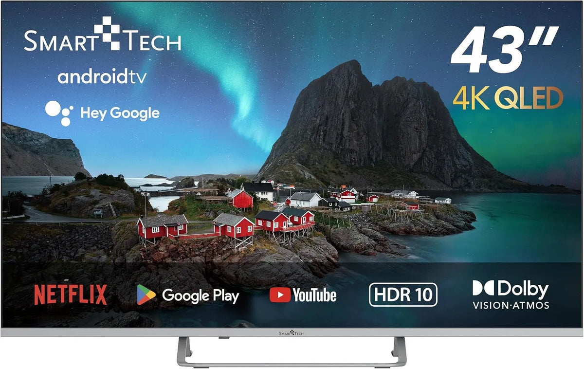 Smart Tech 11.0-4xHDMI 43QA20V3, TV'er, TV QLED 4K UHD 43 '(109 cm) Smart TV Android 11.0- 4xHDMI - 2xUSB - Dolby Vision, Sort, QLED, 4K, 109 cm