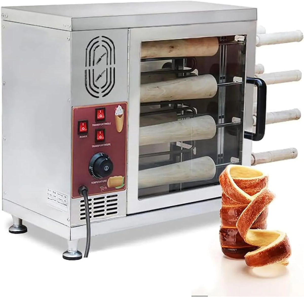 YOtat 16-teiligem 16-piece, Grillovne, Industriel ovn, pejs / kage grill, 3000 W, med scooter, rul brødrister, køkken, Sort / sølv, 220V