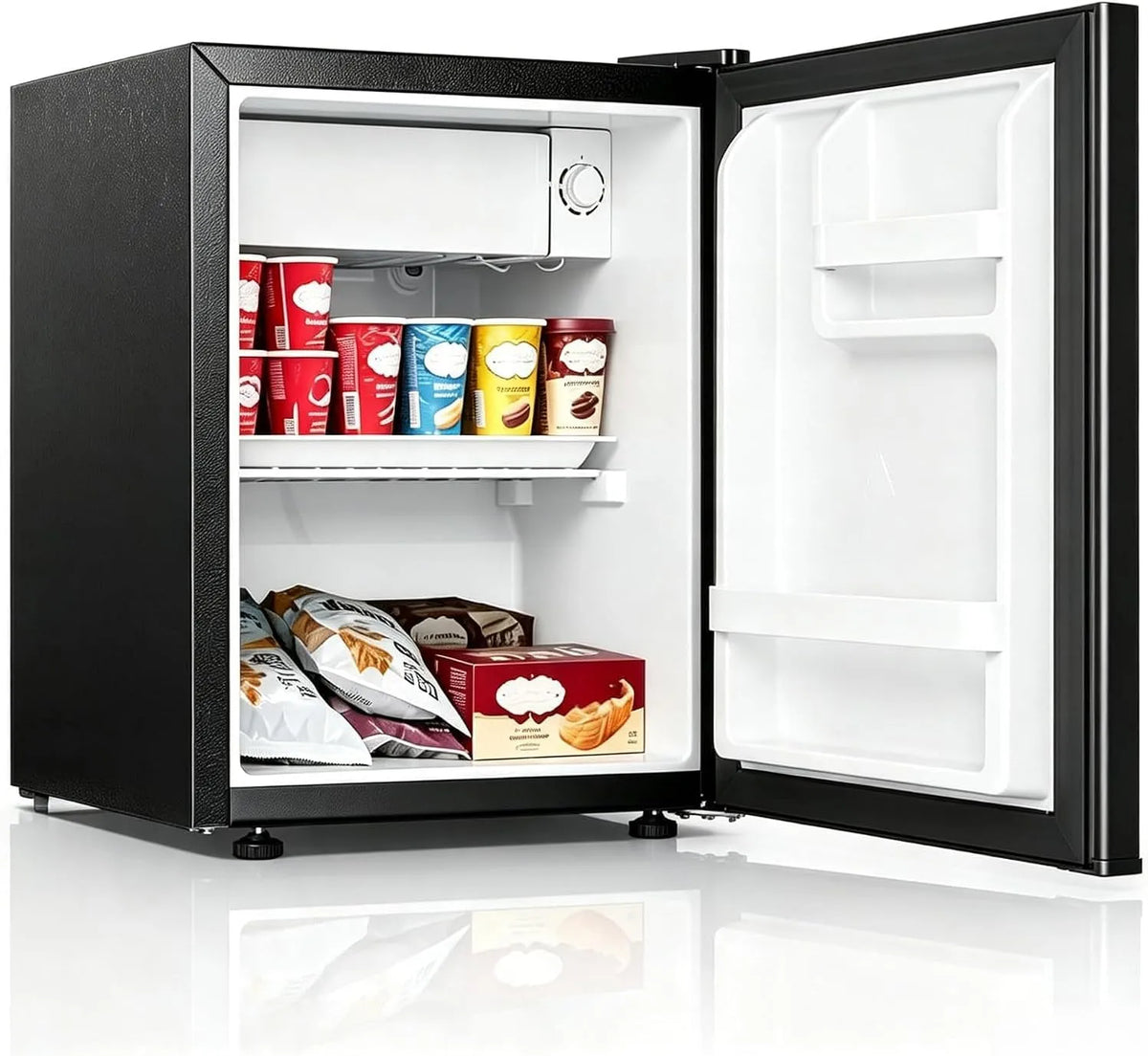 RBFGYIOP, Minikøleskabe, 45L Mini Køleskab, lille køleskab, 7 trin (-14 ~ 22 ° C), rolig, fritstående, Sølv, 45L, 41 dB
