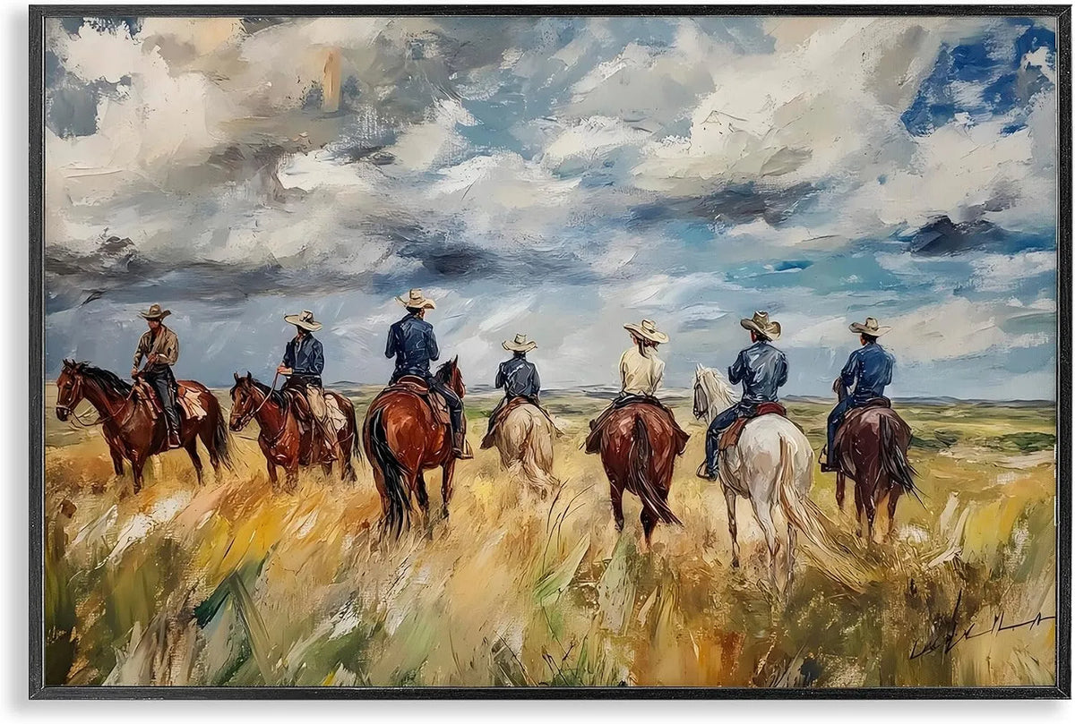 Stupell Industries, Plakater og kunsttryk, Stubell Industries Western Riders Herd Giclée kunst, indrammet, design af, Sort, 6 x 61 cm, 61 x 3