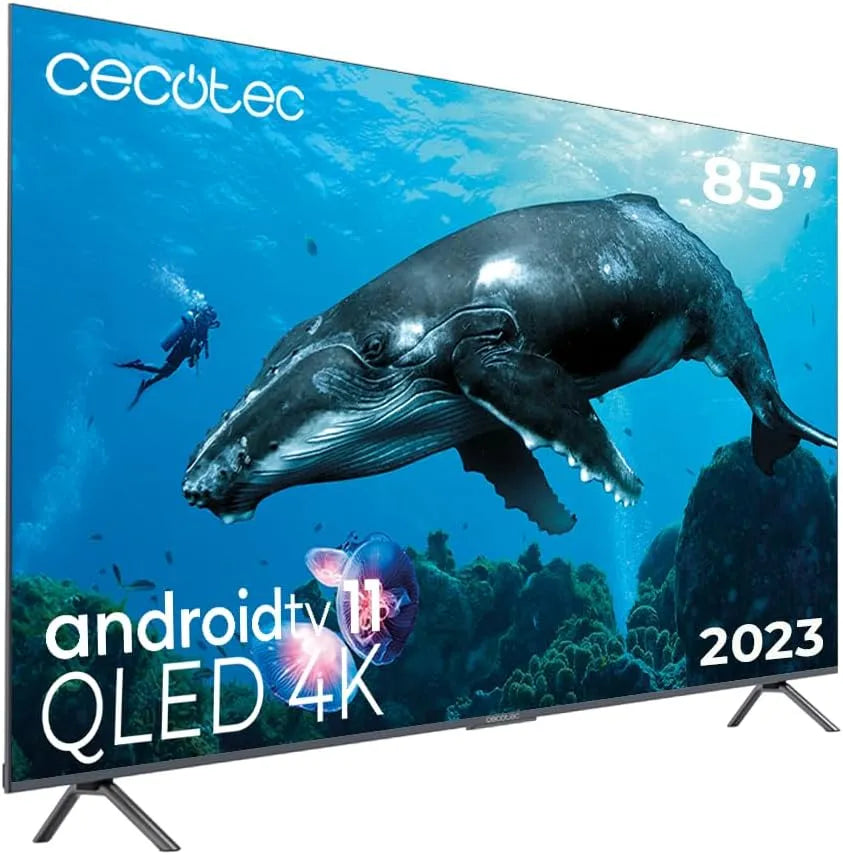 Cecotec VQU30085 HDR10, TV'er, + QLED TV 85 'Smart TV V3 + serien +, 4K UHD, Android TV 11, Frameless, Google, Sort, QLED, 85 ', 4K, 85 inch