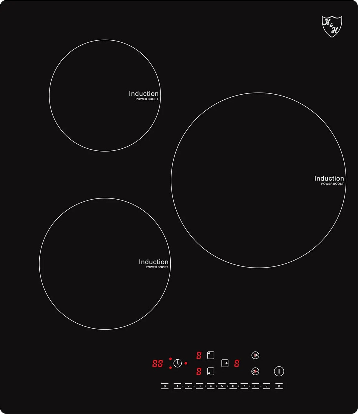 K&H 45-IN-5000, Kogeplader, K & H Induction hob 45- IN- 5000 [3 ZONS] - Induction hob - Induction hob sensor, Sort, 5000 W, 45cm, 1W