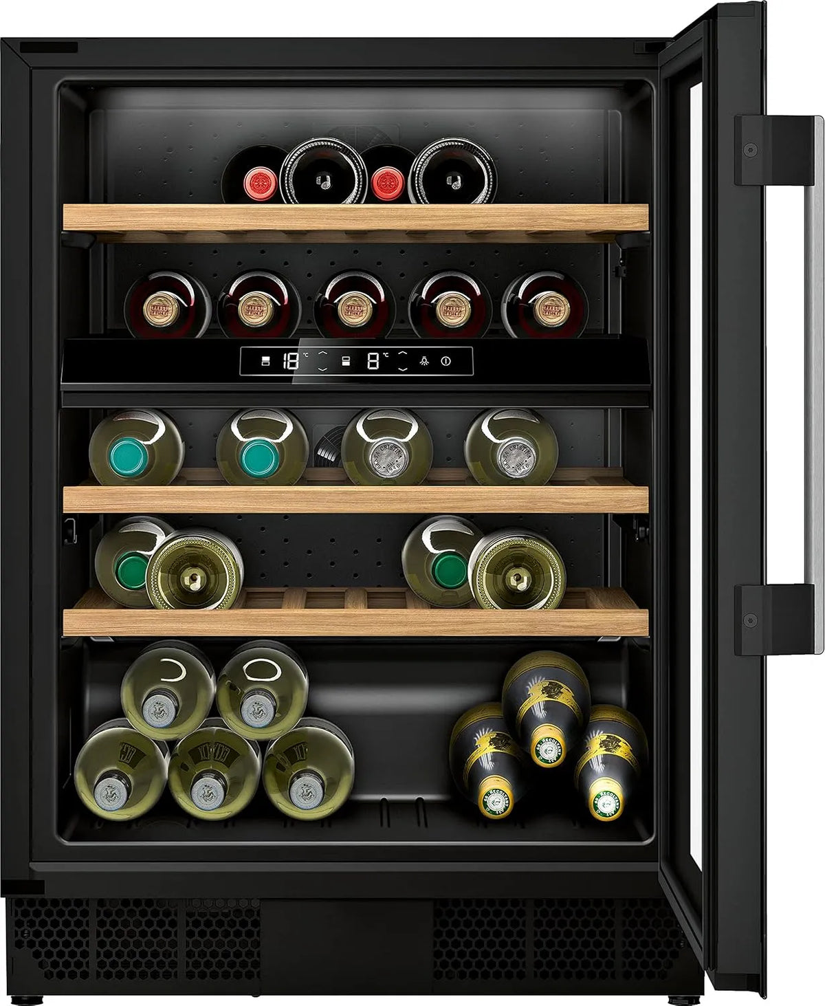 Neff KU9213HG0, Indbyggede vinkøleskabe, understrukturskab til vinopbevaring, N70, 82, 0 x 60, 0 cm, i alt: 120 L, Grå, 120 L, 44 v