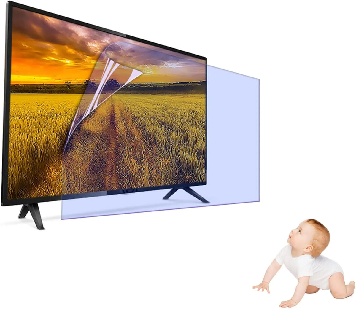 MJYT 77inches, Skærmbeskyttelse til TV, Anti- Scratch TV Film 32- 77 tommer blændbeskyttelse / anti- UV / anti- blå lys /, Sort, 77inch, 7 l