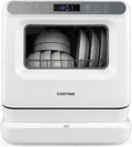 COSTWAY, Bordopvaskemaskiner, Mini opvaskemaskine, bordopvaskemaskine med 6 programmer & 8.25 L vandtank &, Hvid, 8.25 L, 27 cm, 15 v, 2 v