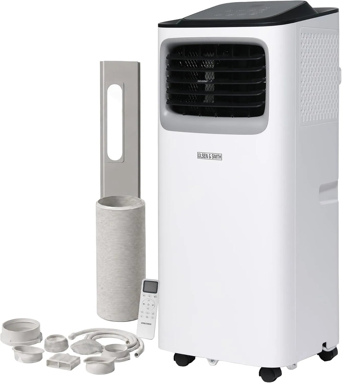 Olsen & Smith 24h-Timer 3-in-1, Mobile klimaanlæg, 9000 BTU Mobile Air Conditioner & Air Defumifier - Air Conditioner med Exhaust, Hvid, 9000 BTU